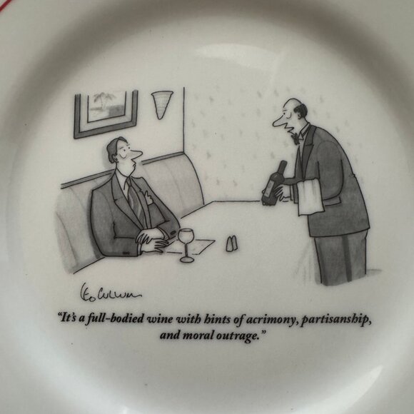 LOT OF 6 THE NEW YORKER CARTOON COMIC WINE THEME PLATES RESTORATION HARDWARE - Picture 8 of 16